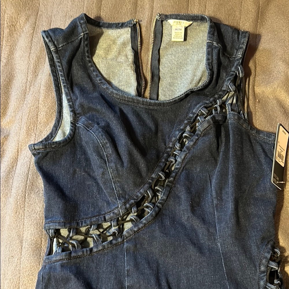 Guess Denim Dress with Lace-Up Detail